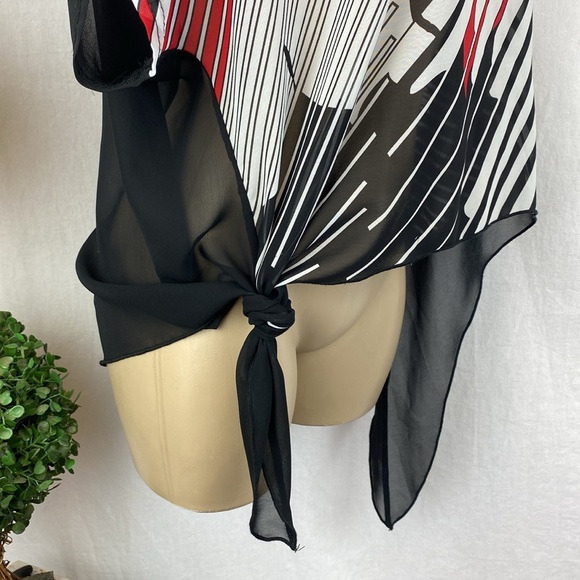 Joseph Ribkoff Sheer Short Sleeve Graphic Print Blouse 10 - Picture 5 of 7